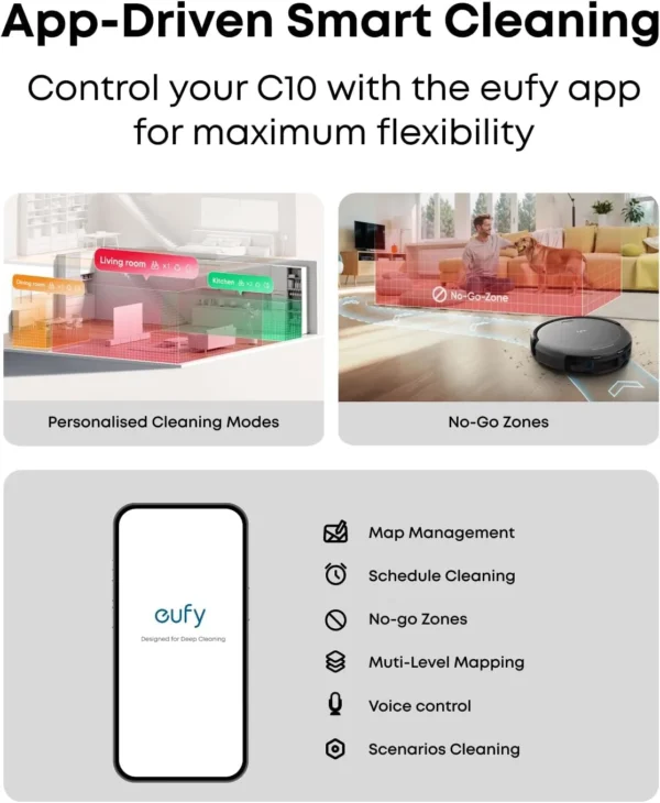 eufy Robot Vacuum Omni C20, Robot Vacuum and Mop Combo, Self Emptying, Auto Mop Washing and Auto Drying for Hands-free Cleaning, 7000 Pa Powerful Suction, 3.35-Inch Ultra-Slim Body, All-in-One Station - Image 2