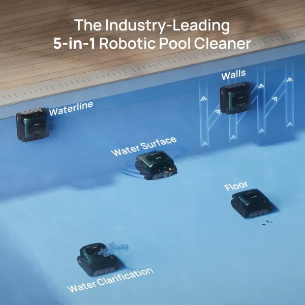 Beatbot AquaSense 2 Pro Cordless Pool Vacuum Robot, Unmatched 5-in-1 Cleaning, Surface Parking, Skims Water Surface with APP Control, Water Clarification, for Pools up to 3,875 Sq.ft – Emerald Green - Image 4