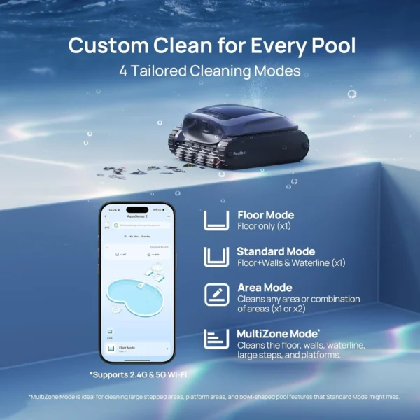 Beatbot AquaSense 2 Cordless Robotic Pool Vacuum Cleaner, Smart Surface Parking, Double-Pass Waterline Scrubbing, Cleans Floor, Walls, and Waterline, Above & In-Ground Pools up to 3,230 sq.ft - Blue - Image 8