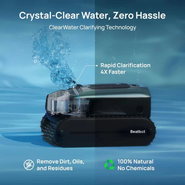 Beatbot AquaSense 2 Pro Cordless Pool Vacuum Robot, Unmatched 5-in-1 Cleaning, Surface Parking, Skims Water Surface with APP Control, Water Clarification, for Pools up to 3,875 Sq.ft – Emerald Green - Image 8