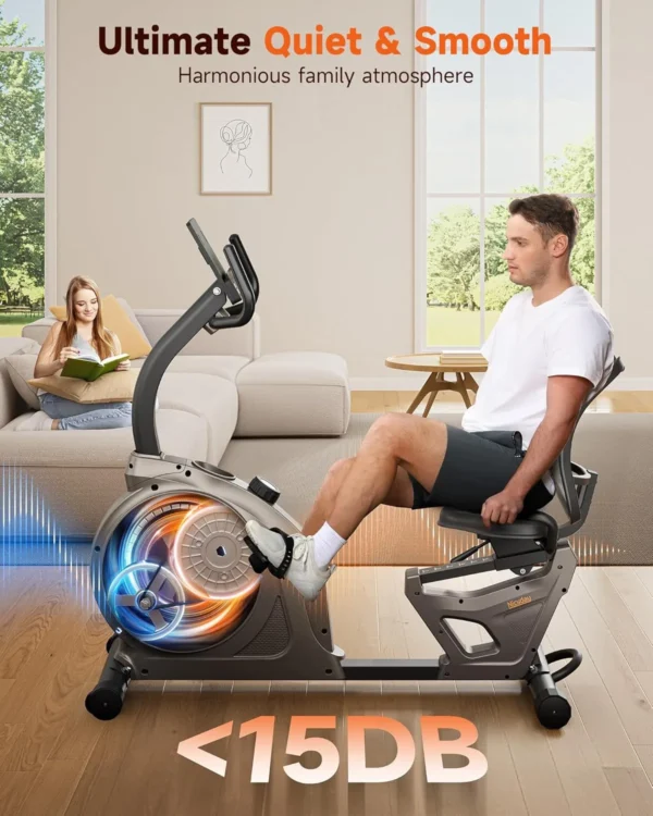 Niceday Recumbent Exercise Bike, Recumbent Bike for Home, Recumbent Stationary Bike 400LBS Weight Capacity, Magnetic Recumbent Bike with Smart APP, LCD Monitor, Heart Rate Handle - Image 4