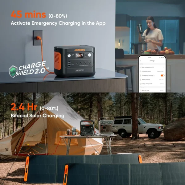 Jackery Explorer 1000 v2 Portable Power Station,1070Wh LiFePO4 Battery,1500W AC/100W USB-C Output, 1 Hr Fast Charge, Solar Generator for Camping,Emergency, RV, Off-Grid Living(Solar Panel Optional) - Image 6