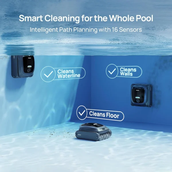 Beatbot AquaSense 2 Cordless Robotic Pool Vacuum Cleaner, Smart Surface Parking, Double-Pass Waterline Scrubbing, Cleans Floor, Walls, and Waterline, Above & In-Ground Pools up to 3,230 sq.ft - Blue - Image 3