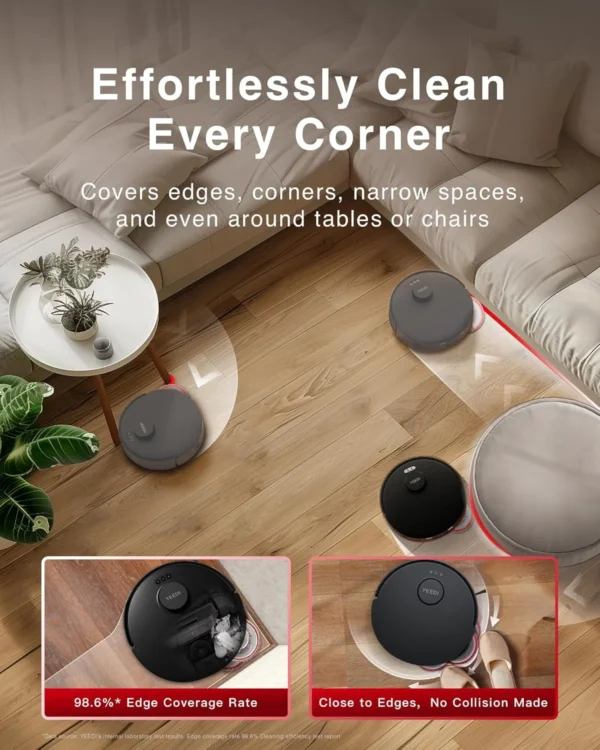 Yeedi M12 PRO+ Robot Vacuum and Mop, 11000Pa Strong Suction, ZeroTangle Technology, TruEdge Deep Mopping, Auto Mop Washing/Drying, Auto-Lift Mopping, Mini Omni Station, Black - Image 6