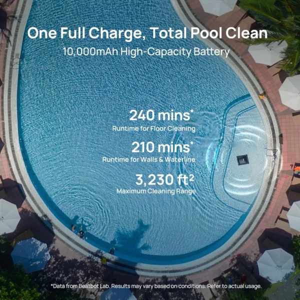 Beatbot AquaSense 2 Cordless Robotic Pool Vacuum Cleaner, Smart Surface Parking, Double-Pass Waterline Scrubbing, Cleans Floor, Walls, and Waterline, Above & In-Ground Pools up to 3,230 sq.ft - Blue - Image 9