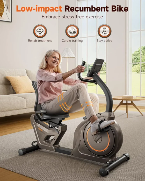 Niceday Recumbent Exercise Bike, Recumbent Bike for Home, Recumbent Stationary Bike 400LBS Weight Capacity, Magnetic Recumbent Bike with Smart APP, LCD Monitor, Heart Rate Handle - Image 6