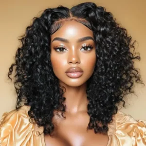 Beautyforever 13x4 Pre-Eveyrthing Lace Frontal Wig Summertime Side Part Short Bob Jerry Curly Wig